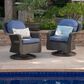 Hearth and Haven Liam Swivel Club Chair with Blue Cushion in Dark Brown (Set of 2), , large