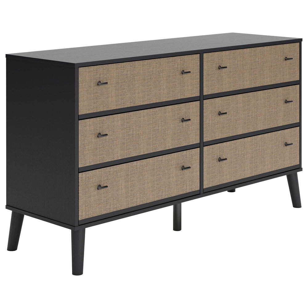 Ashley Charlang 6 Drawer Dresser in Matte Black and Beige, , large
