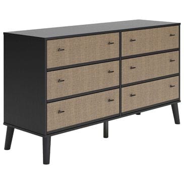 Ashley Charlang 6 Drawer Dresser in Matte Black and Beige, , large