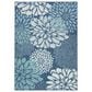 Nourison Garden Oasis GOA06 Navy 4" x 6" Indoor/Outdoor Area Rug, , large