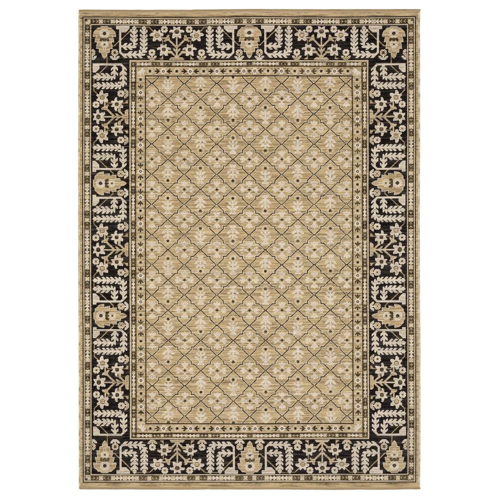 Oriental Weavers Acacia ACA12 Tan and Black 6"7" x 9"6" Area Rug, , large