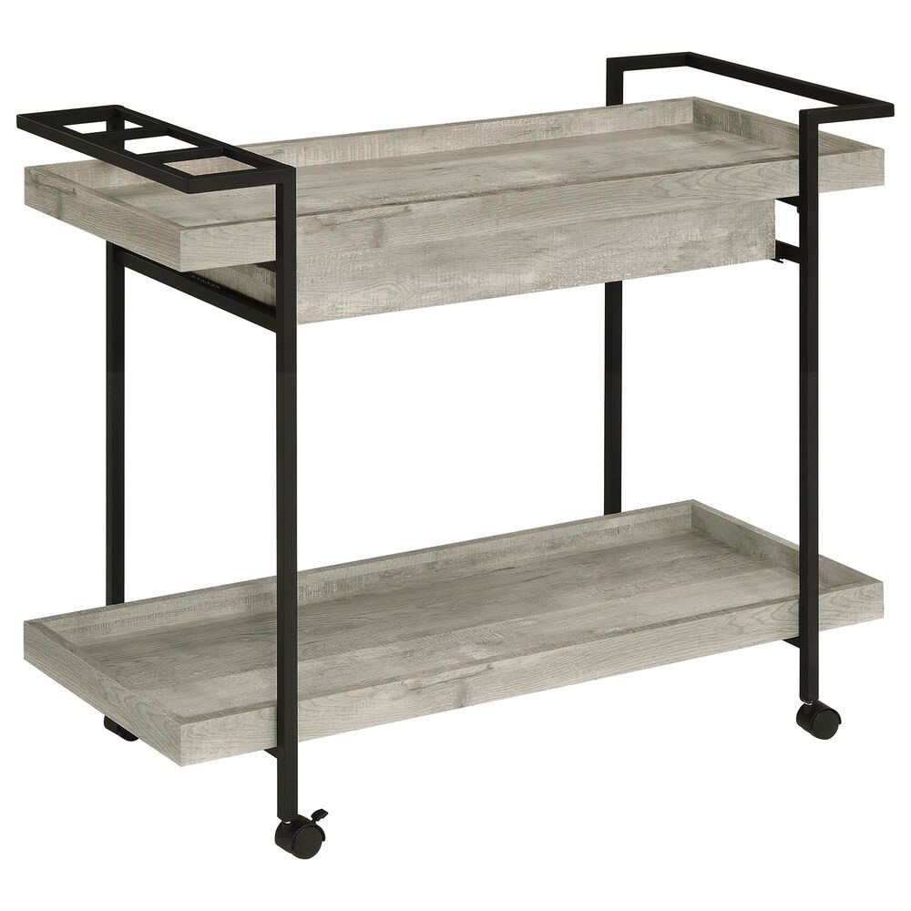 Pacific Landing Ventura Storage Bar Cart in Grey Driftwood and Black, , large