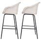 Hearth and Haven Ladd Outdoor Faux Wicker Barstool with Black Metal Frame in Light Gray (Set of 2), , large