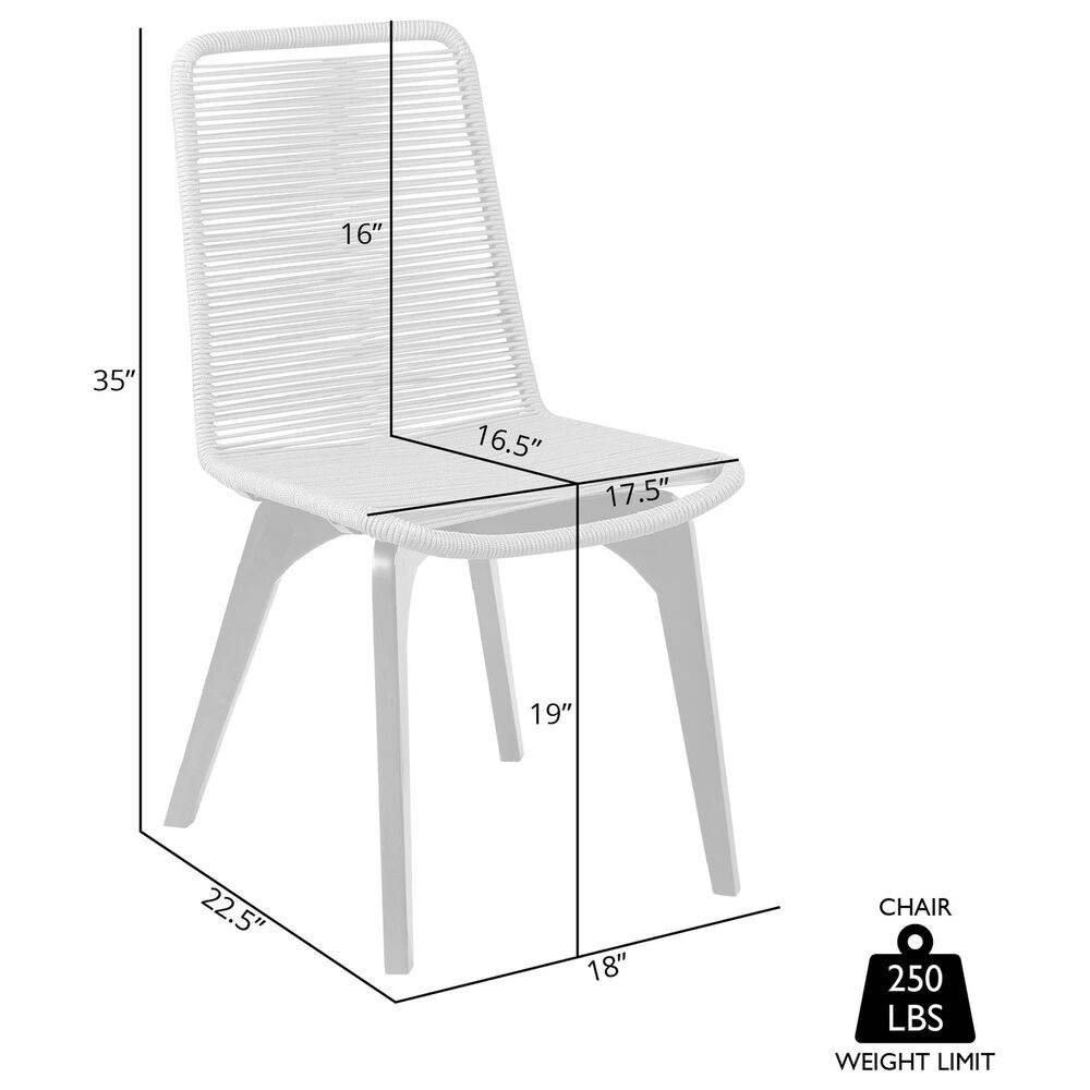 Blue River Island Outdoor Dining Chair with Silver Rope Seat in Dark Eucalyptus (Set of 2), , large
