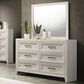 Crown Mark Lorraine 6 Drawer Dresser and Mirror in Antique White, , large