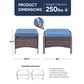 Sunwell Garden Outdoor Ottoman with Navy Cushion in Brown (Set of 2), , large