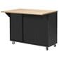HOMLUX 51" Fluted Kitchen Island with Drop Leaf in Black Ash, , large