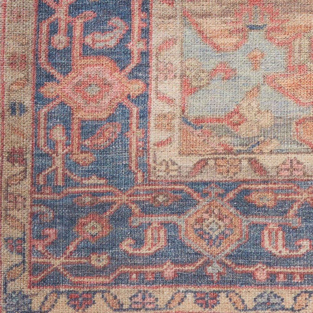 Nourison Vintage Washables Blue and Coral 7'10" x 9'10" Area Rug, , large