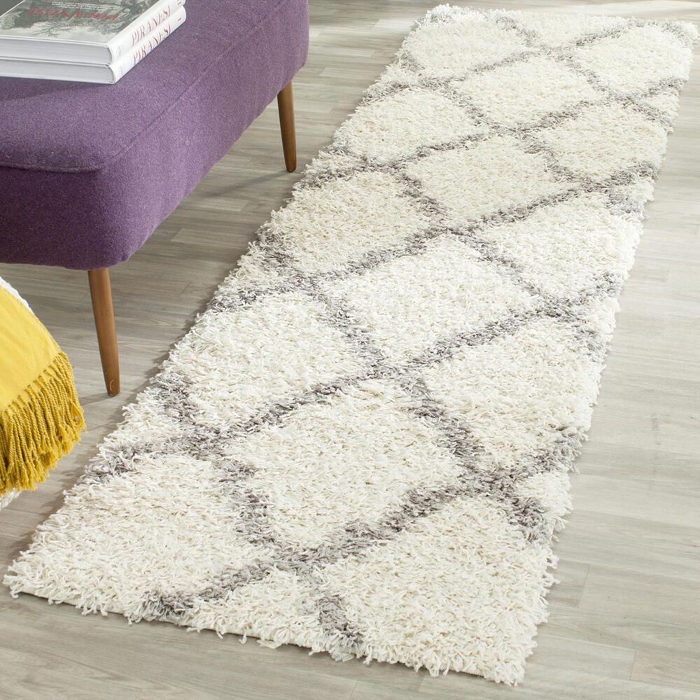Safavieh Dallas Shag SGD257F-28 2&#39;3&quot; x 8&#39; Ivory/Grey Runner, , large
