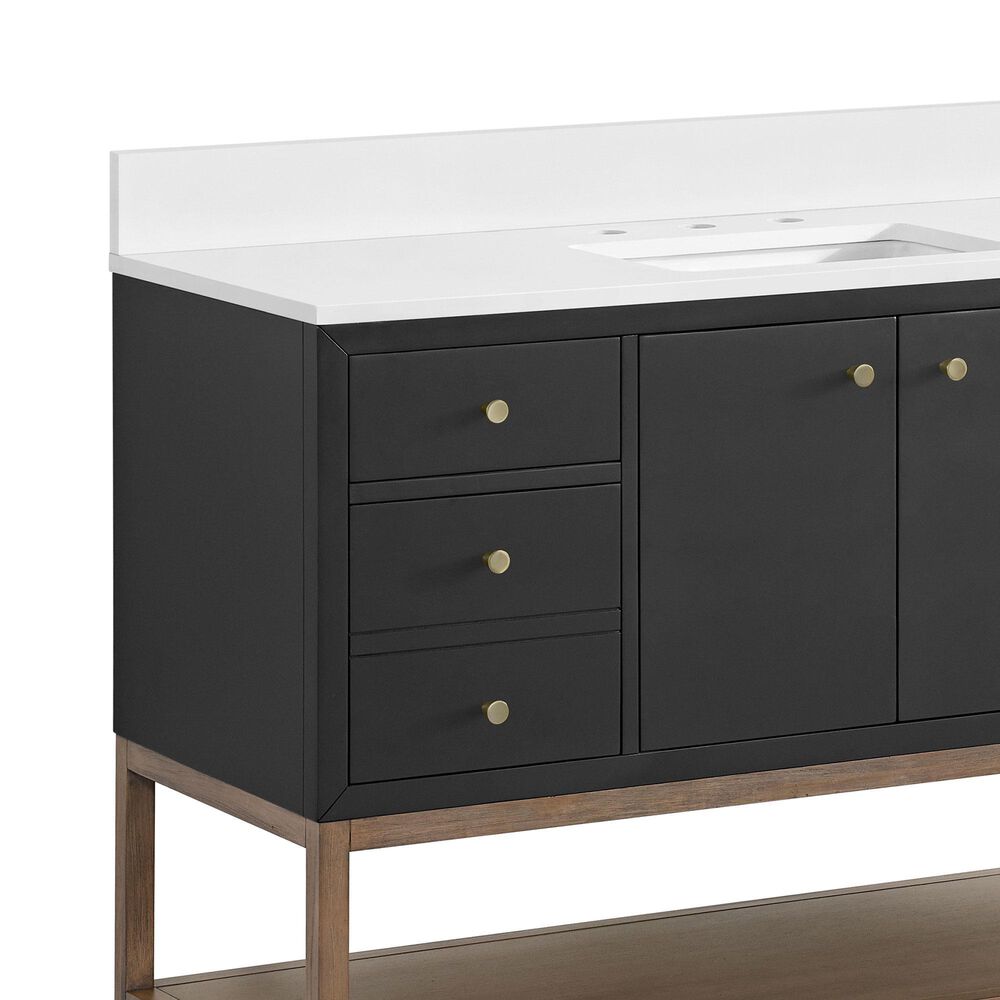 37B Isadore 48" Single Bathroom Vanity Cabinet in Tricorn Black and White Composite Stone Top and Backsplash, , large