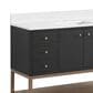 37B Isadore 48" Single Bathroom Vanity Cabinet in Tricorn Black and White Composite Stone Top and Backsplash, , large