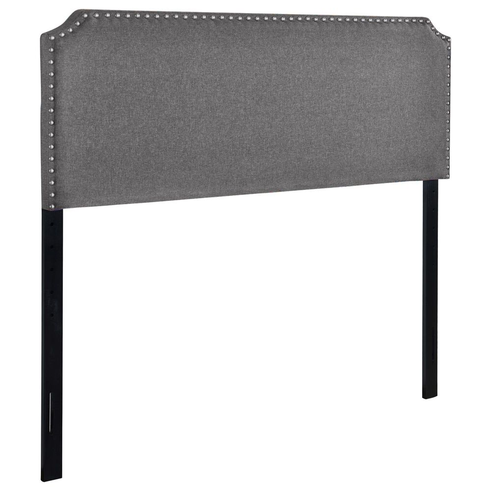 Accentric Approach Queen Clip Corner Upholstered Headboard in Stone, , large