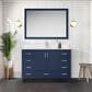 Lexora Home Jacques 48" Single Bathroom Vanity in Navy Blue with 2 cm White Cultured Marble Top and Rectangular Sink, , large