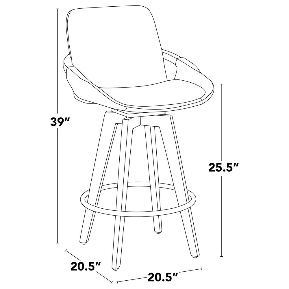 LumiSource Cosmo 26" Swivel Counter Stool with Cream Upholstery in Black (Set of 2), , large