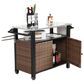 Hearth and Haven 2-Door Outdoor Bar Cart with Stainless Steel Top in Brown and Black, , large
