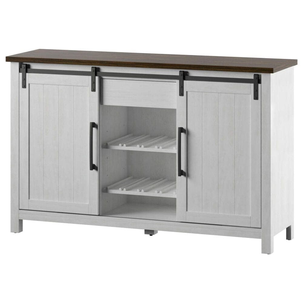 RTJ Furniture 2-Door Sideboard with Wine Storage in Antique White, , large