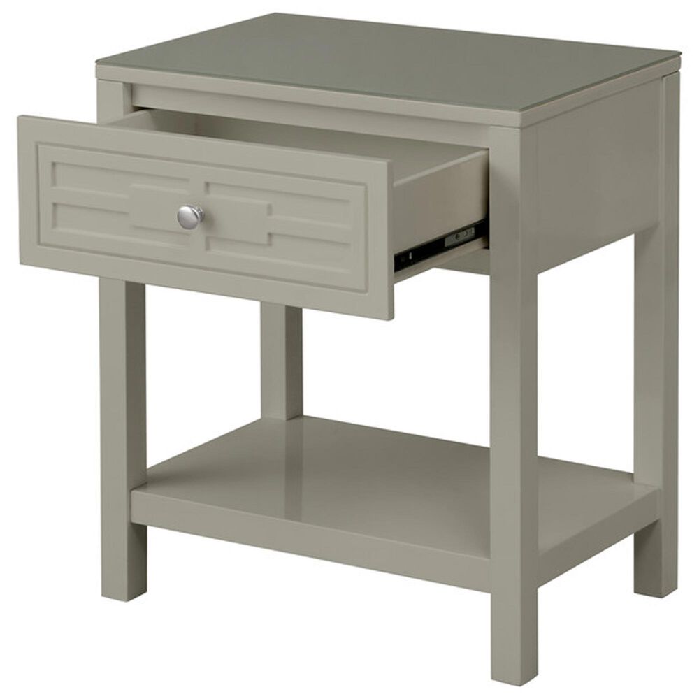 HOMLUX 1-Drawer Nightstand with Shelf in Gray, , large