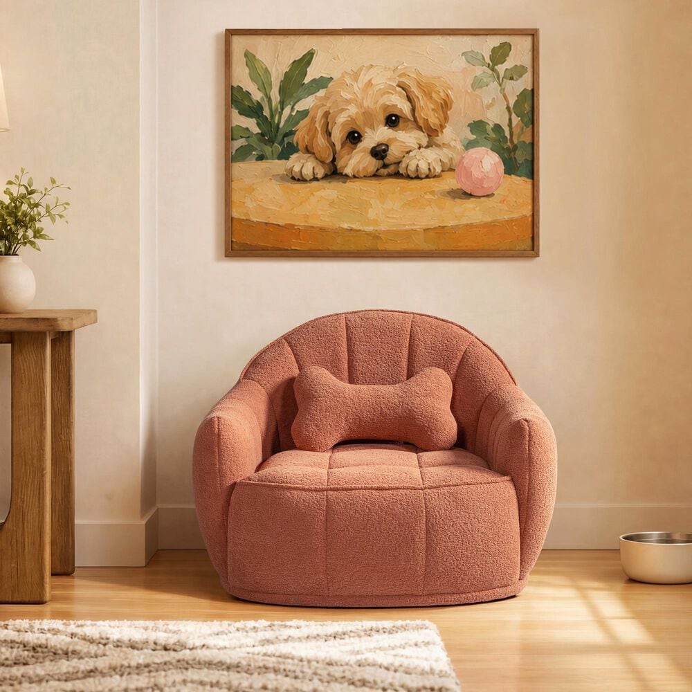 Jennifer Taylor Home Louie 30.5" Modern Dog Sofa Bed with Bone Pillow in Spice Orange, , large
