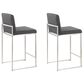 Lumisource Fuji High Back Counter Stool with Charcoal Fabric Cushion in Stainless Steel (Set of 2), , large