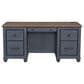 Legends Home Americana 2-Piece Executive Desk with Bookcase Pier Set in Corduroy Blue and Whiskey, , large