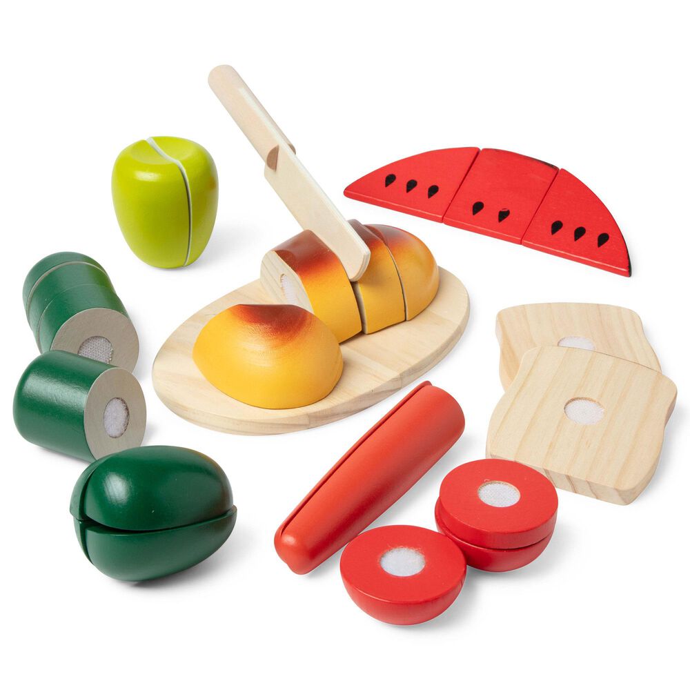 Melissa &amp; Doug Wooden Cutting Food Play Food Set in Multicolor, , large