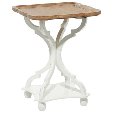 Maple and Jade Accent End Table with Wood Top in Distressed Brown and White, , large