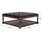 Vintage Furnishings Square Leather Ottoman in Valencia Dark Brown Leather, , large