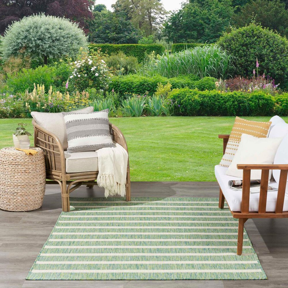 Nourison Positano POS03 Blue, Green and Ivory 8&#39; x 10&#39; Indoor/Outdoor Area Rug, , large