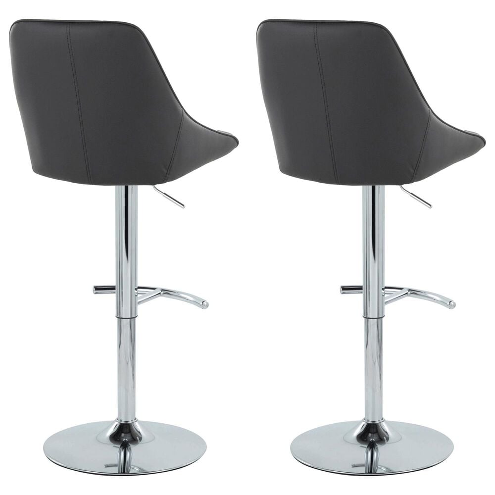 LumiSource Diana Adjustable Barstool with Black Faux Leather Upholstery in Chrome (Set of 2), , large