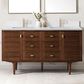 James Martin Vanities Amberly 60" Double Bathroom Vanity in Mid-Century Walnut with 3 cm Parisien Bleu Quartz Top and Rectangular Sinks, , large