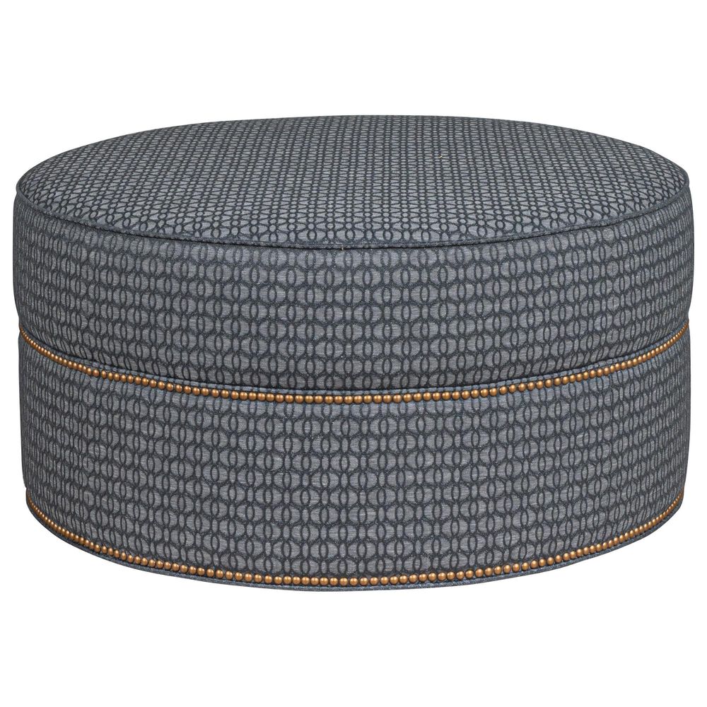 Smith Brothers Medium Round Ottoman in Blue, , large