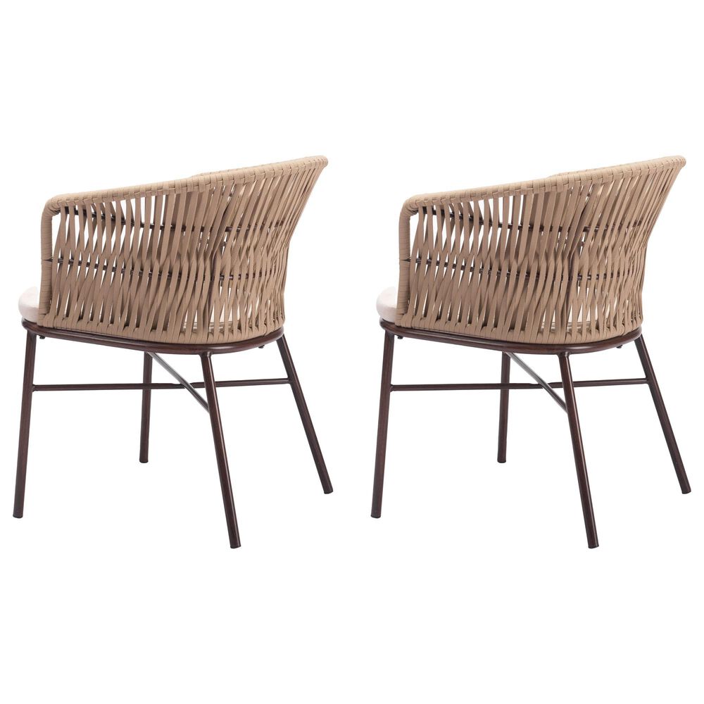 Zuo Modern Freycinet Outdoor Dining Chair with Natural Back in Beige (Set of 2), , large