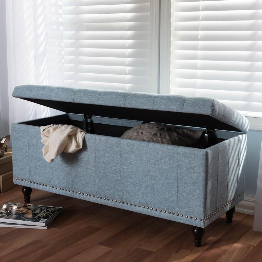 Baxton Studio Kaylee Storage Ottoman Bench in Light Blue, , large
