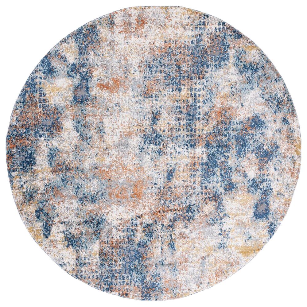 Safavieh Aston  6"7" Round Navy and Gold Area Rug, , large