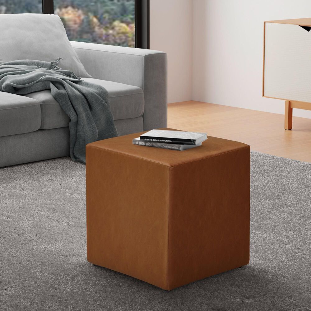 Lifestyle Solutions Grady Square Ottoman in Caramel, , large