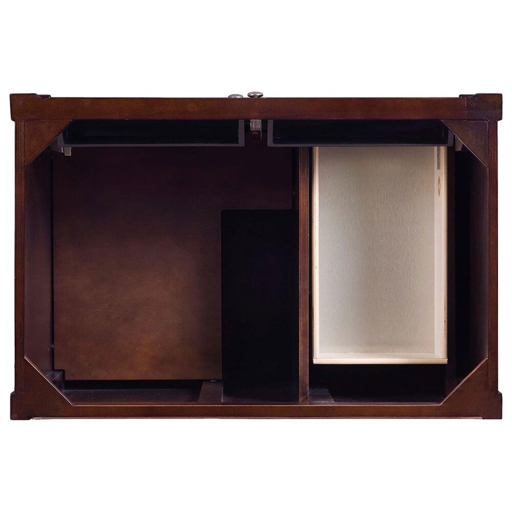 James Martin Vanities Brittany 36" Single Bathroom Vanity in Burnished Mahogany with 3 cm White Zeus Quartz Top and Rectangular Sink, , large