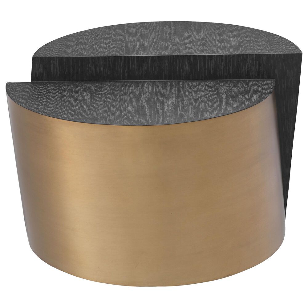 Eichholtz Riviera Side Table in Brushed Brass and Charcoal Grey, , large