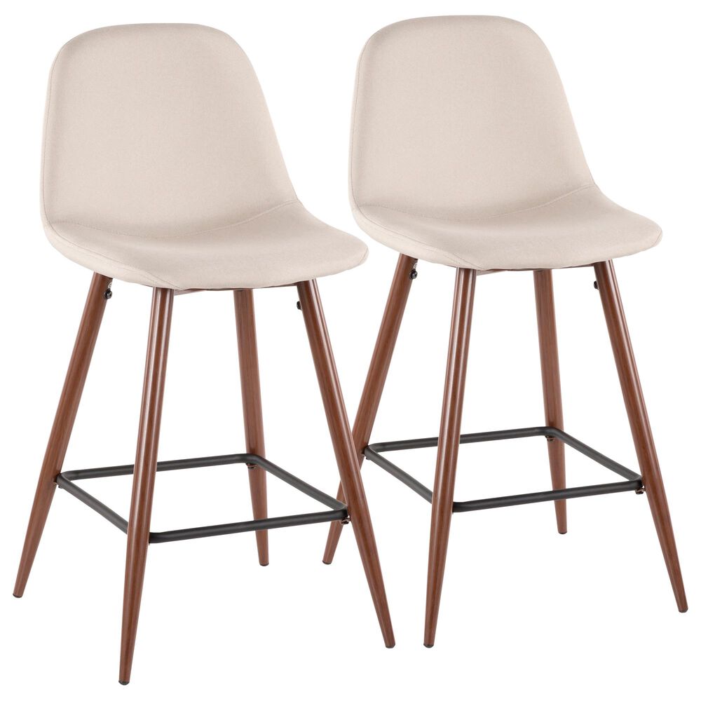 Lumisource Pebble Counter Stool in Beige, Walnut and Black (Set of 2), , large