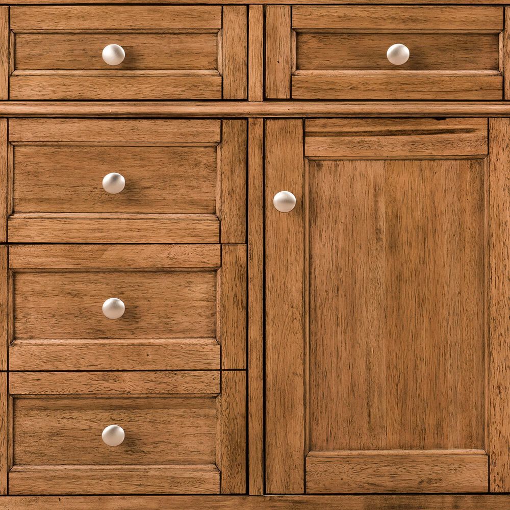 James Martin Vanities Brittany 60&quot; Single Bathroom Vanity in Saddle Brown with 3 cm White Zeus Quartz Top and Rectangular Sink, , large