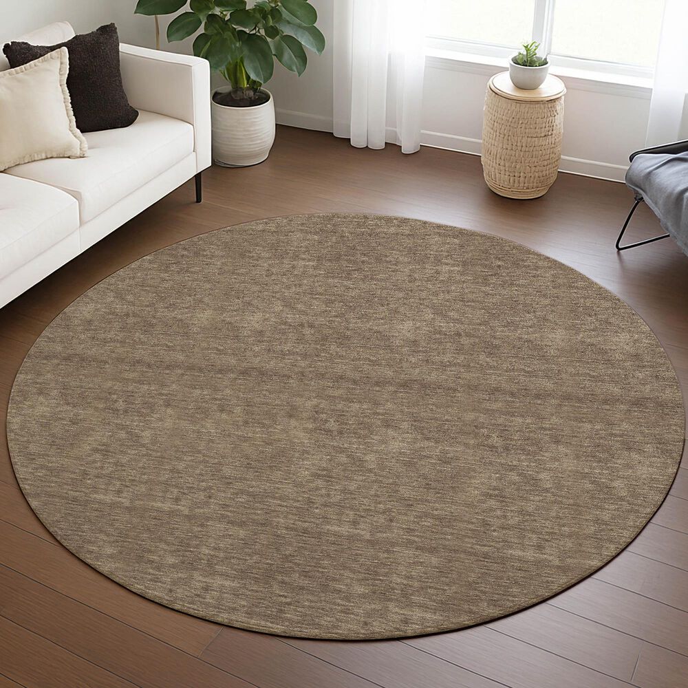 Dalyn Rug Company Soft Essentials Solid Mocha 8' Round Area Rug, , large