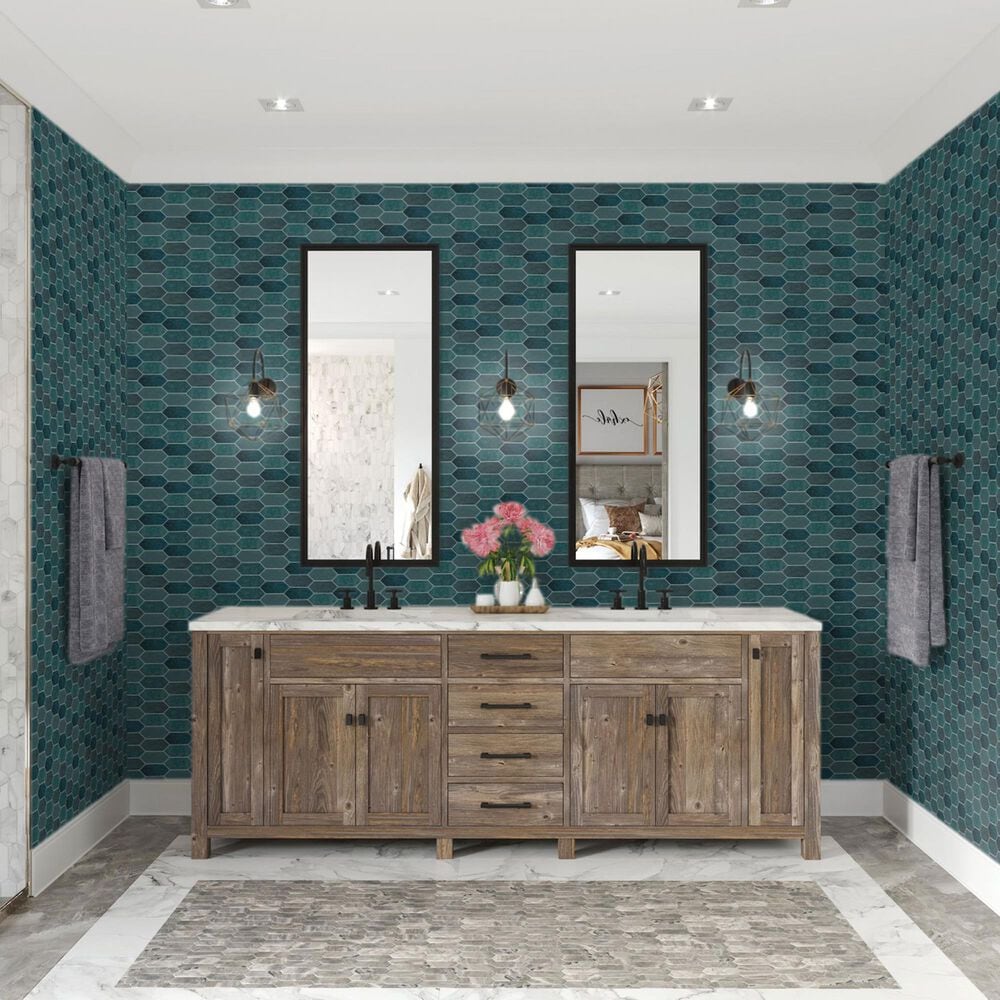 Dal-Tile Miramo Horizon 2&quot; x 5&quot; Picket Undulated on 12.25&quot; x 11.125&quot; Ceramic Mosaic Sheet, , large
