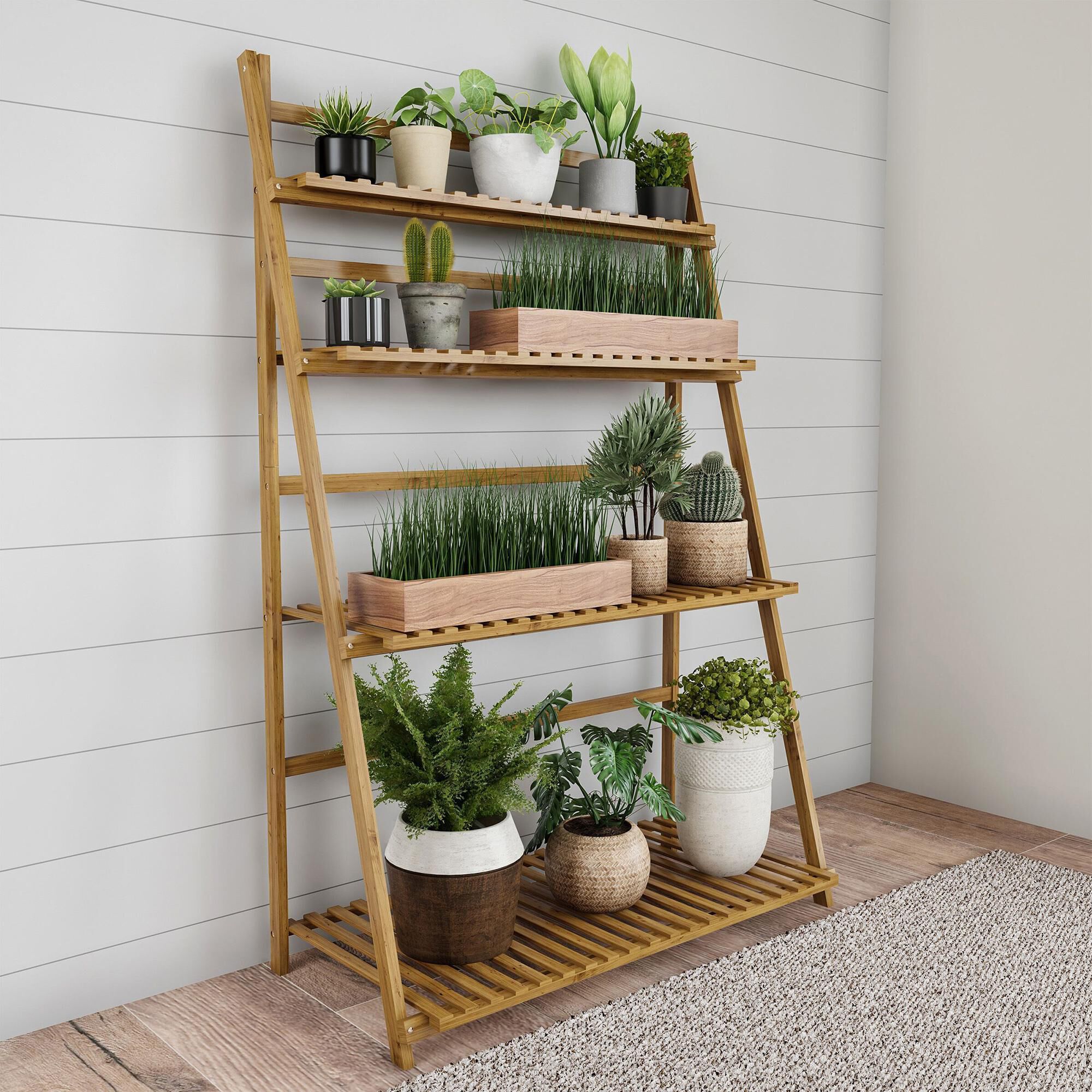 Timberlake Pure Garden 4-Tier Plant Stand in Natural Wood