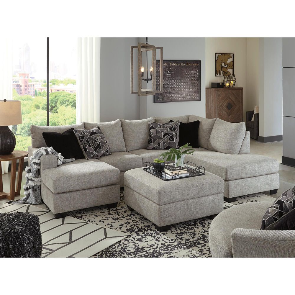 Ashley Megginson 3-Piece Left Facing U-Shaped Sectional with Sofa Chaise and Storage Ottoman in Storm, , large