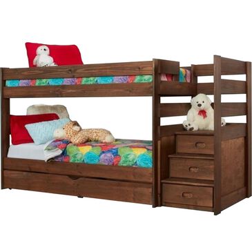 Rusticvale Twin over Twin Step Bunkbed with Trundle in Chestnut, , large