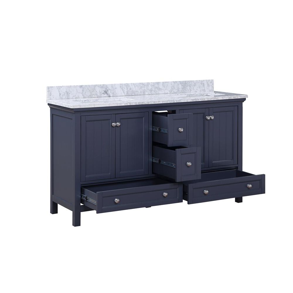 Aurafina Cunningham 60&quot; Vanity with Top and 2 Sinks in Harbor Blue, , large