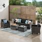 HOMLUX HOMLUX 5-Piece Outdoor Wicker Patio Furniture Set, High Back Rattan Sofa with Chairs, Ottomans & Cushions in Black, , large