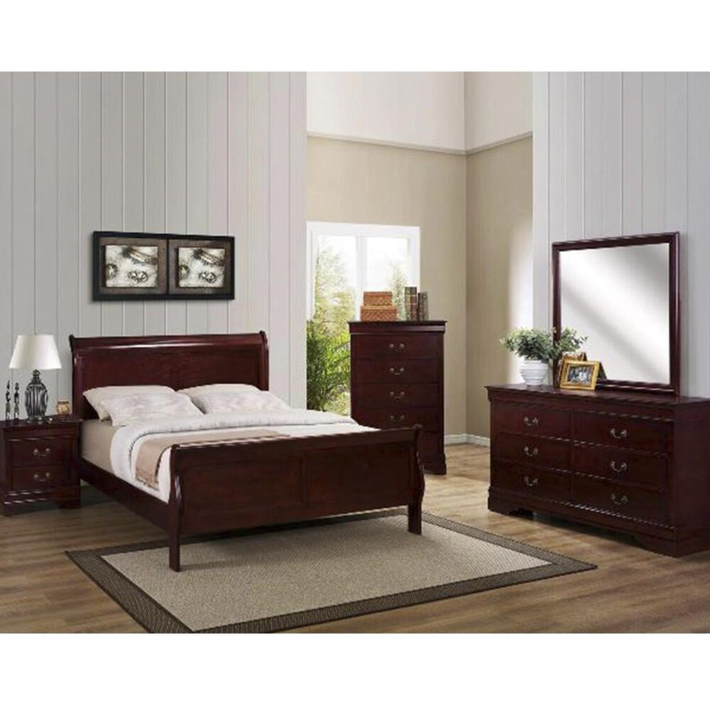 Crown Mark Louis Philip Full Sleigh Bed in Cherry, , large
