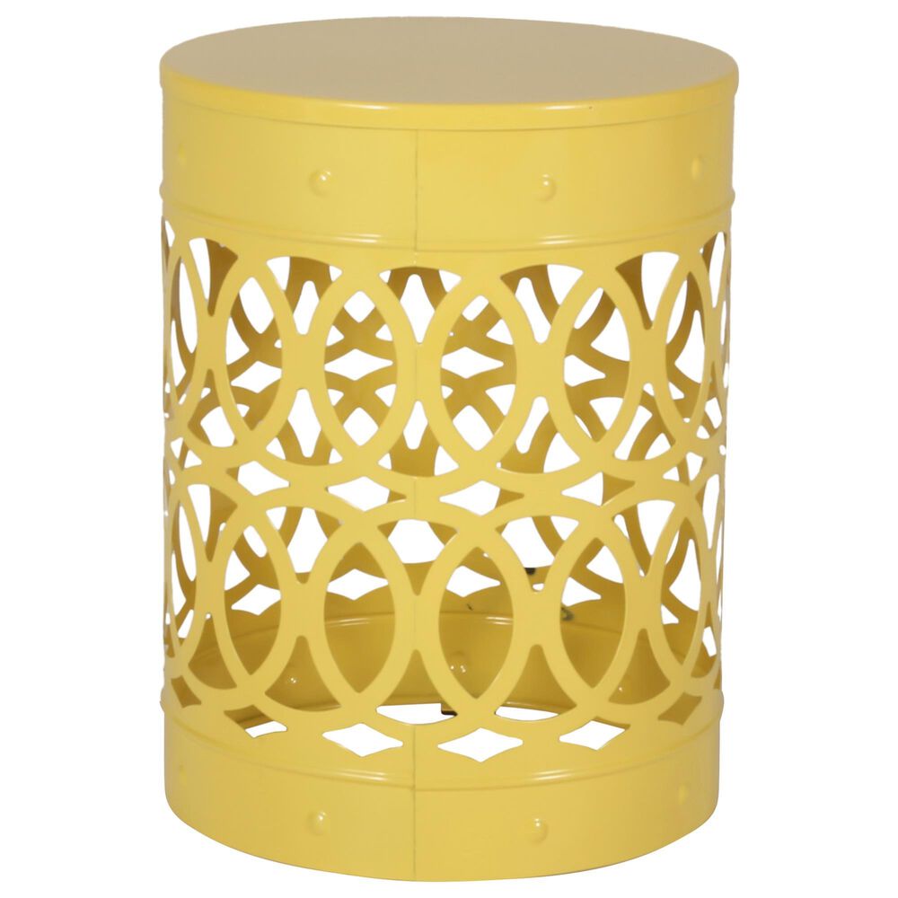 Hearth and Haven Outdoor End Table with Overlapping Circle Design in Yellow (Set of 2), , large