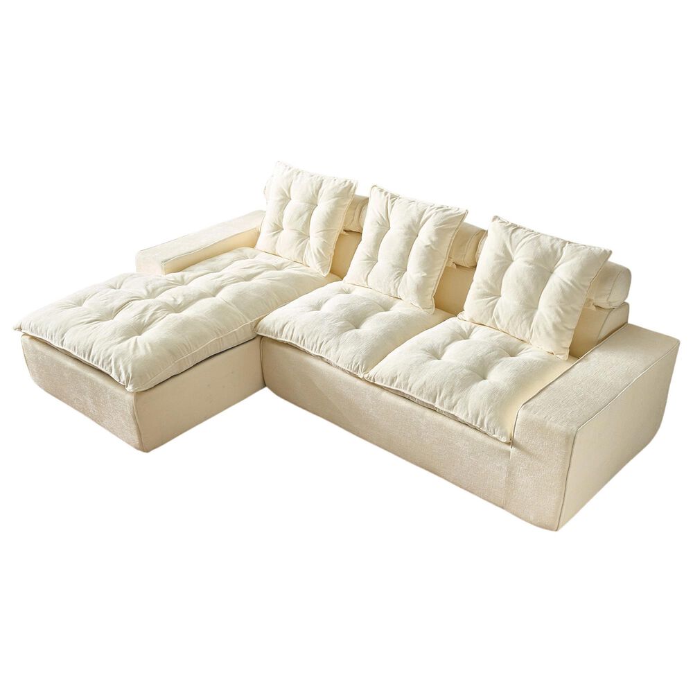 HOMLUX 2-Piece Left Facing Sectional with Chaise in Beige, , large