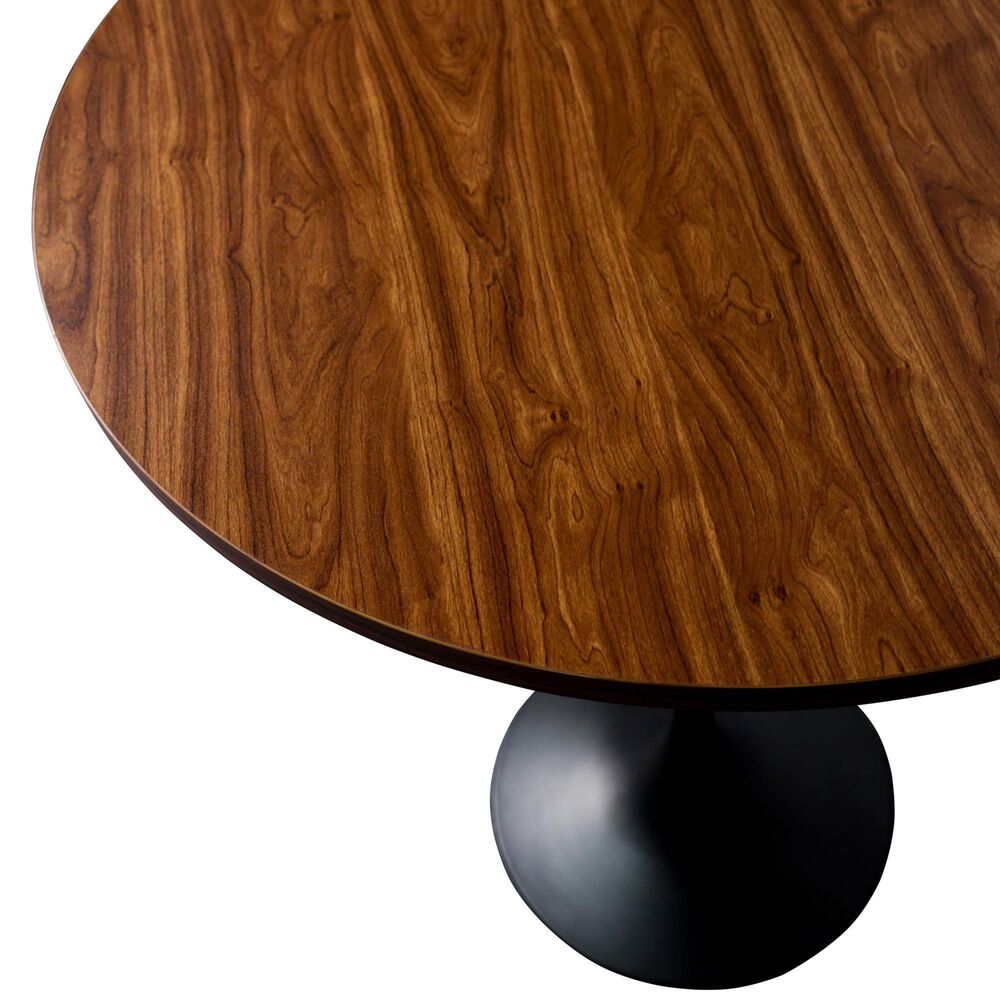 Leisuremod LeisureMod Verve Collection Modern Bar Height Table Black Base with 27 Round Cognac Brown MDF Top, , large